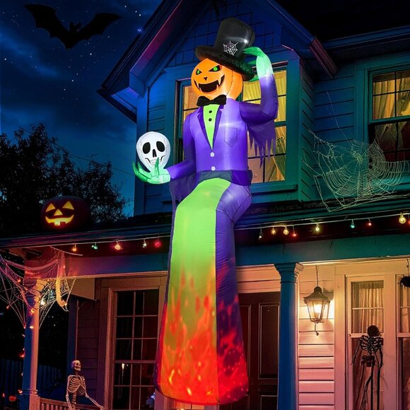 10FT Scary Sitting PumpkinHalloween Blow Up Inflatable Decoration with LED Light - Picture 1 of 7
